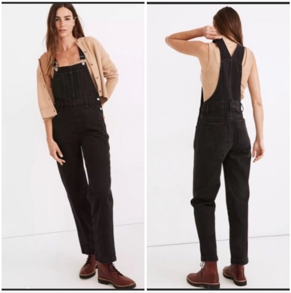 Madewell Straight Leg Classic Black Denim Overalls
